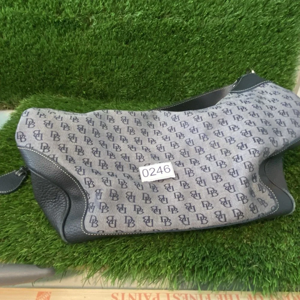 Dooney & Bourke Signature Hobo Purse Navy Logo Shoulder‎ Bag Handbag*